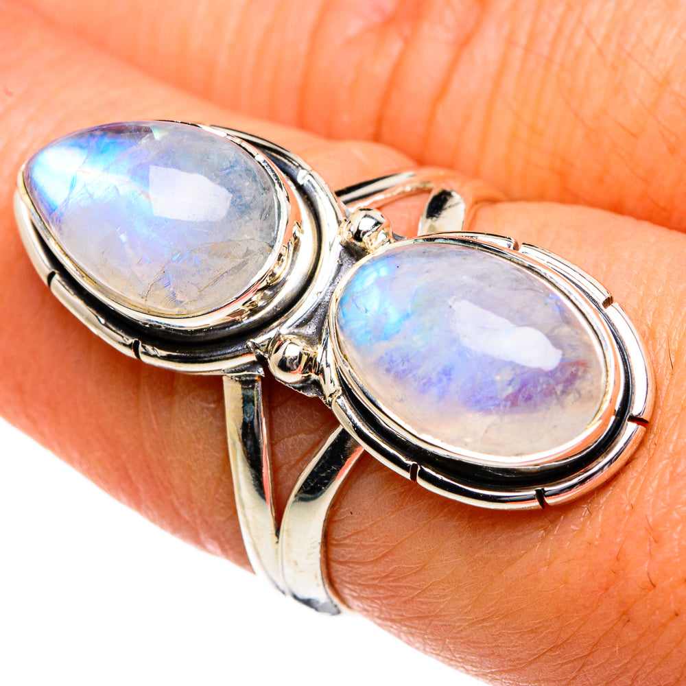 Rainbow Moonstone Rings handcrafted by Ana Silver Co - RING81004