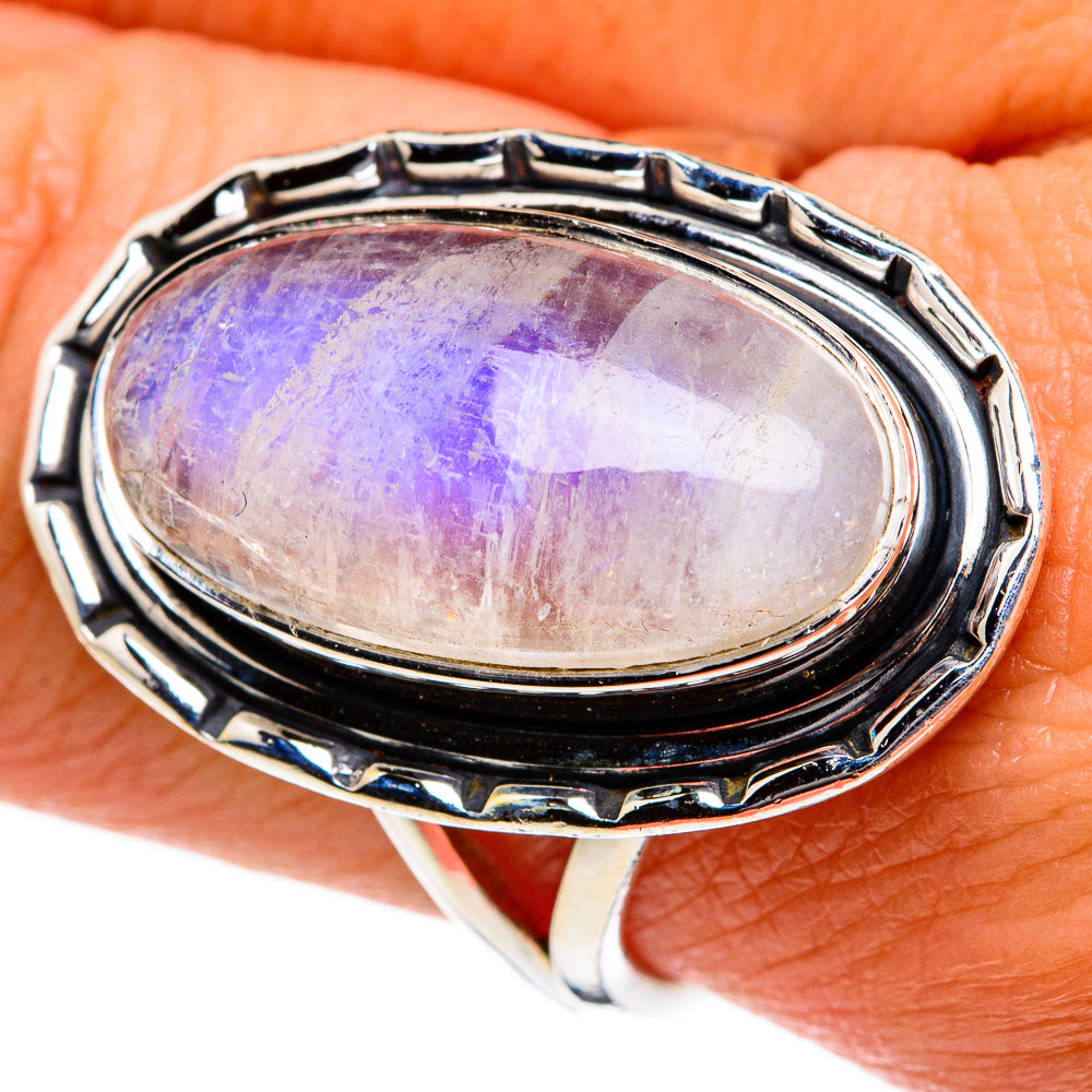 Rainbow Moonstone Rings handcrafted by Ana Silver Co - RING81005
