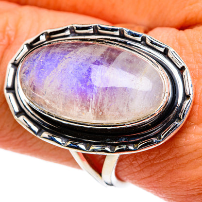 Rainbow Moonstone Rings handcrafted by Ana Silver Co - RING81005