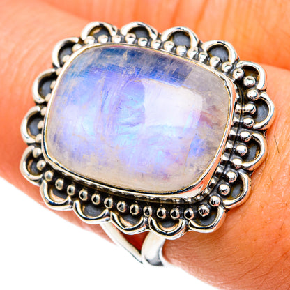 Rainbow Moonstone Rings handcrafted by Ana Silver Co - RING81006