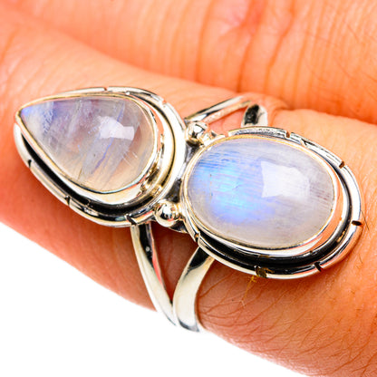 Rainbow Moonstone Rings handcrafted by Ana Silver Co - RING81007