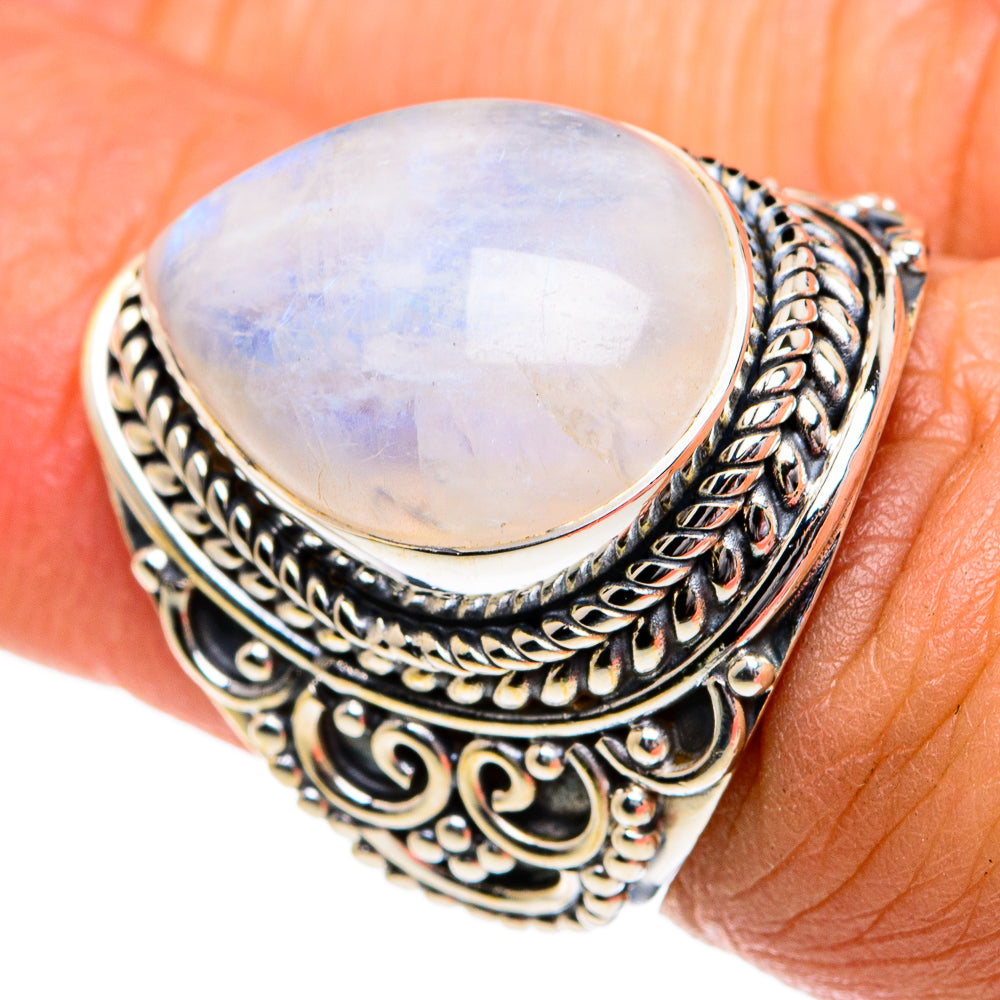 Rainbow Moonstone Rings handcrafted by Ana Silver Co - RING81039
