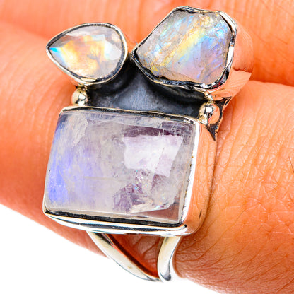 Rainbow Moonstone Rings handcrafted by Ana Silver Co - RING81040