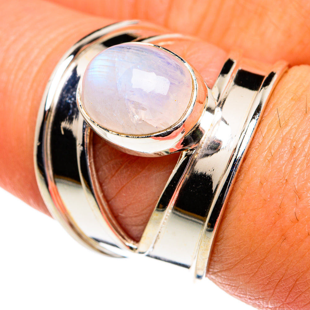 Rainbow Moonstone Rings handcrafted by Ana Silver Co - RING81041