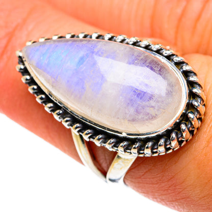 Rainbow Moonstone Rings handcrafted by Ana Silver Co - RING81071