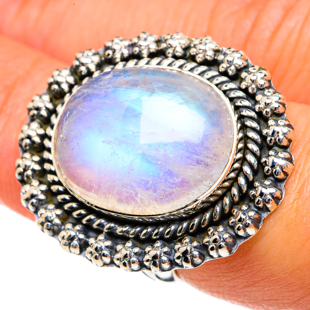 Rainbow Moonstone Rings handcrafted by Ana Silver Co - RING81072