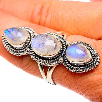 Rainbow Moonstone Rings handcrafted by Ana Silver Co - RING81074
