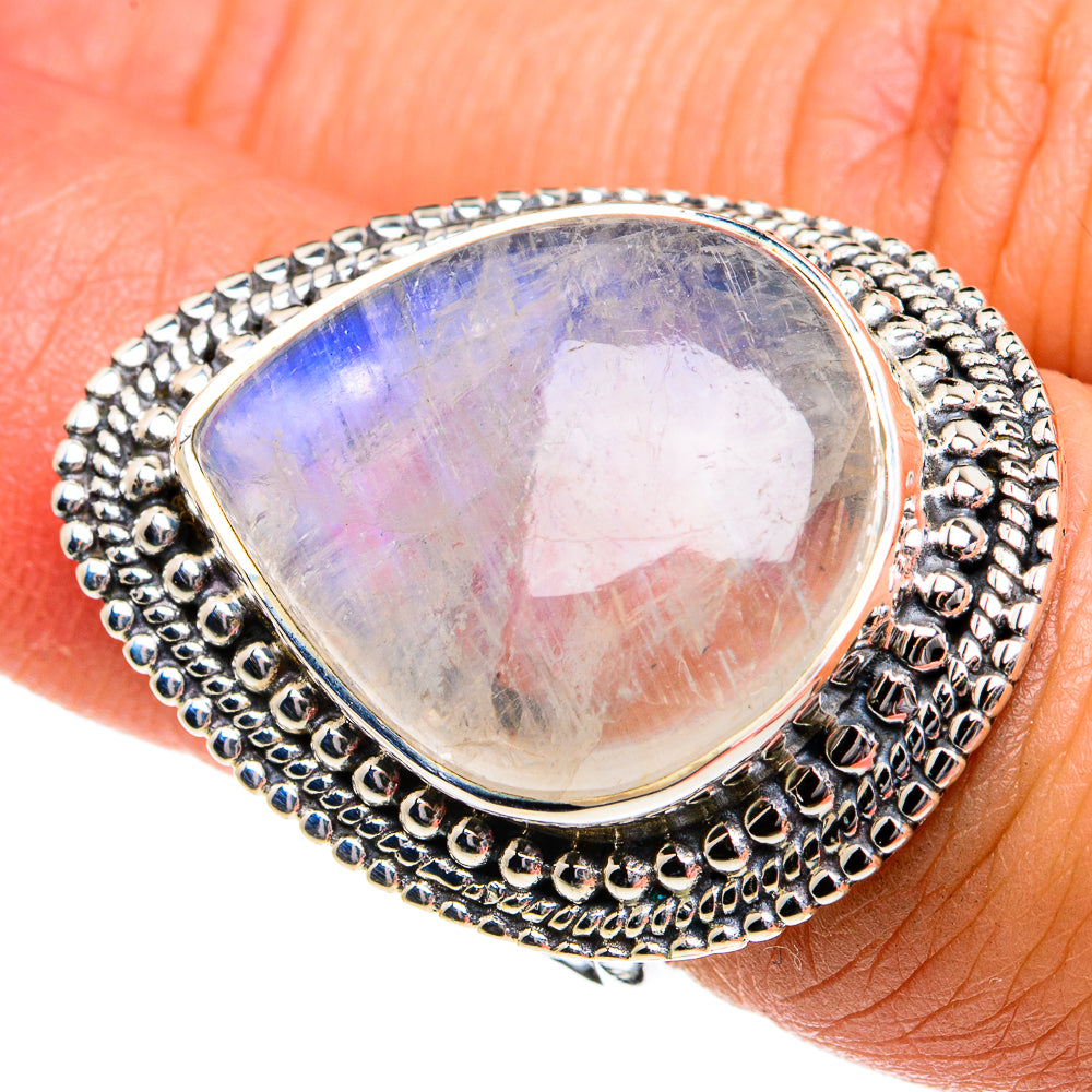 Rainbow Moonstone Rings handcrafted by Ana Silver Co - RING81101