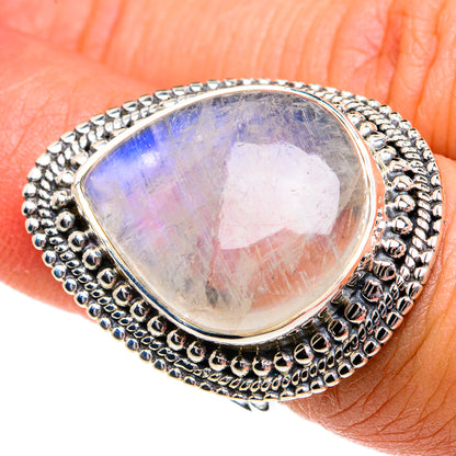 Rainbow Moonstone Rings handcrafted by Ana Silver Co - RING81101
