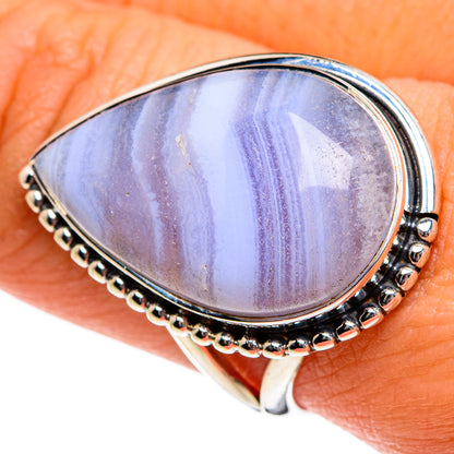 Blue Lace Agate Rings handcrafted by Ana Silver Co - RING81103
