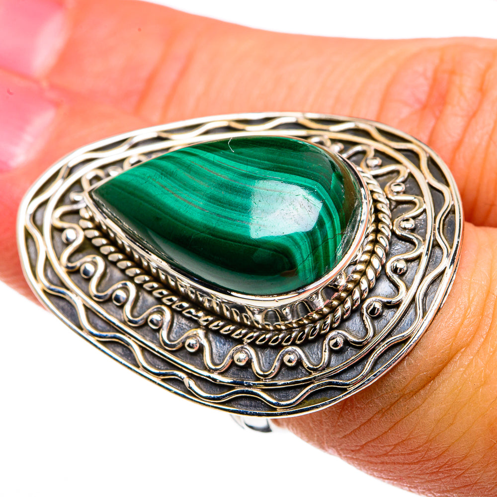 Malachite Rings handcrafted by Ana Silver Co - RING81117
