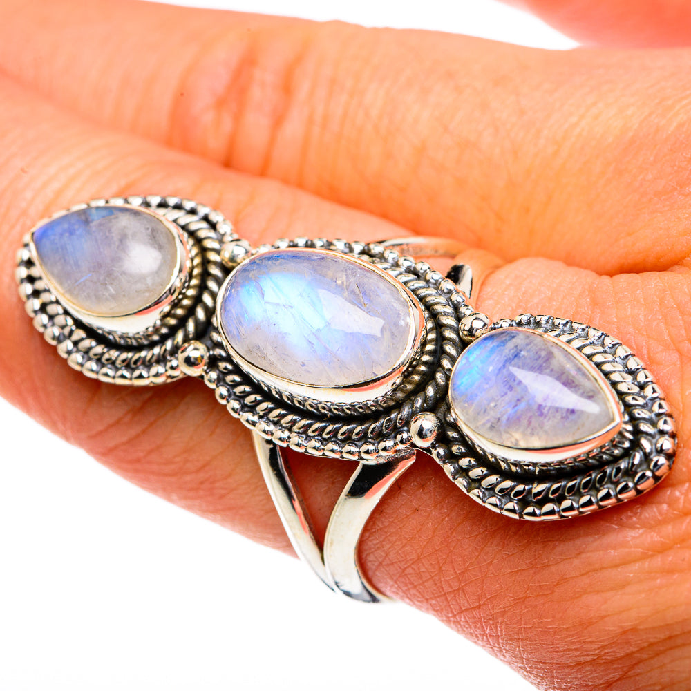 Rainbow Moonstone Rings handcrafted by Ana Silver Co - RING81134