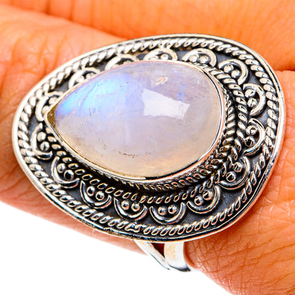 Rainbow Moonstone Rings handcrafted by Ana Silver Co - RING81160
