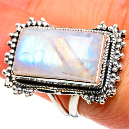 Rainbow Moonstone Rings handcrafted by Ana Silver Co - RING81162