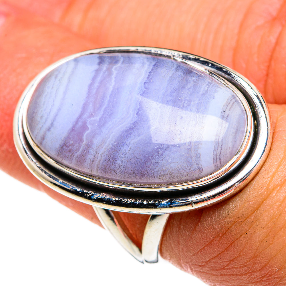 Blue Lace Agate Rings handcrafted by Ana Silver Co - RING81163