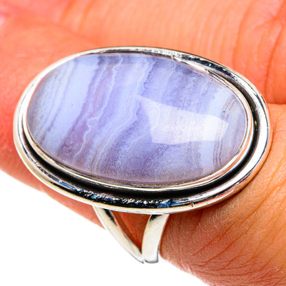 Blue Lace Agate Rings handcrafted by Ana Silver Co - RING81163