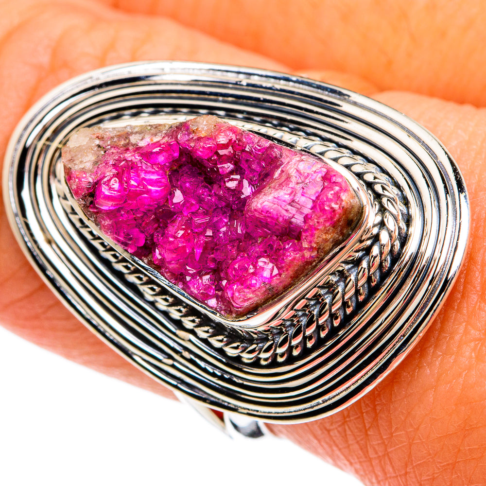Pink Agate Druzy Rings handcrafted by Ana Silver Co - RING81187