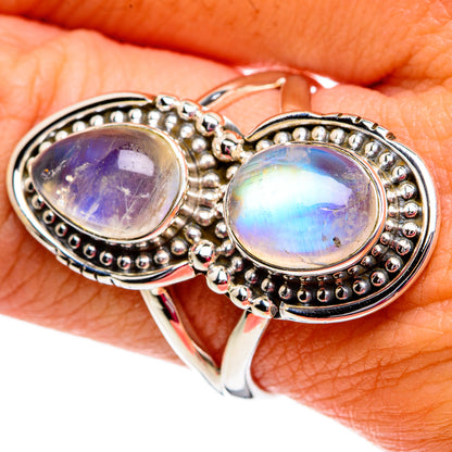 Rainbow Moonstone Rings handcrafted by Ana Silver Co - RING81196