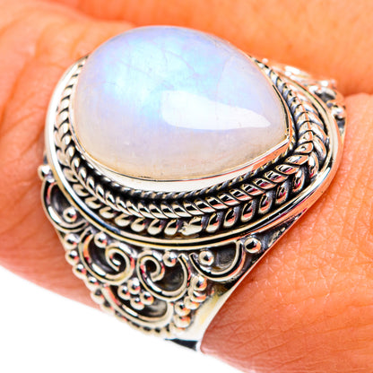 Rainbow Moonstone Rings handcrafted by Ana Silver Co - RING81198
