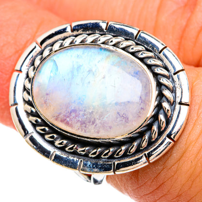 Rainbow Moonstone Rings handcrafted by Ana Silver Co - RING81230