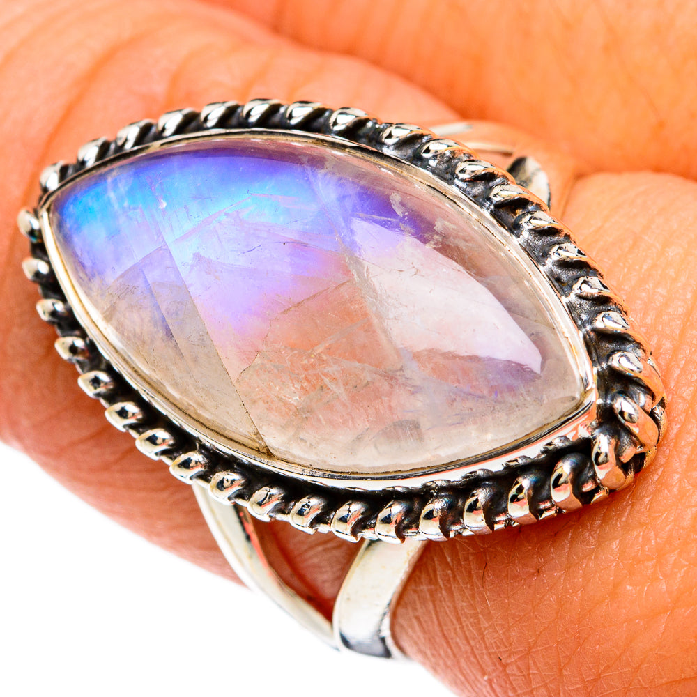 Rainbow Moonstone Rings handcrafted by Ana Silver Co - RING81231