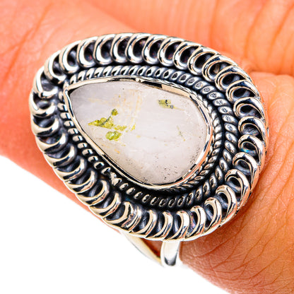 Green Tourmaline In Quartz Rings handcrafted by Ana Silver Co - RING81264