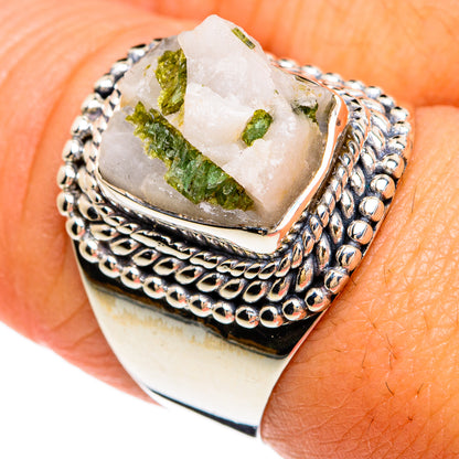 Green Tourmaline In Quartz Rings handcrafted by Ana Silver Co - RING81278