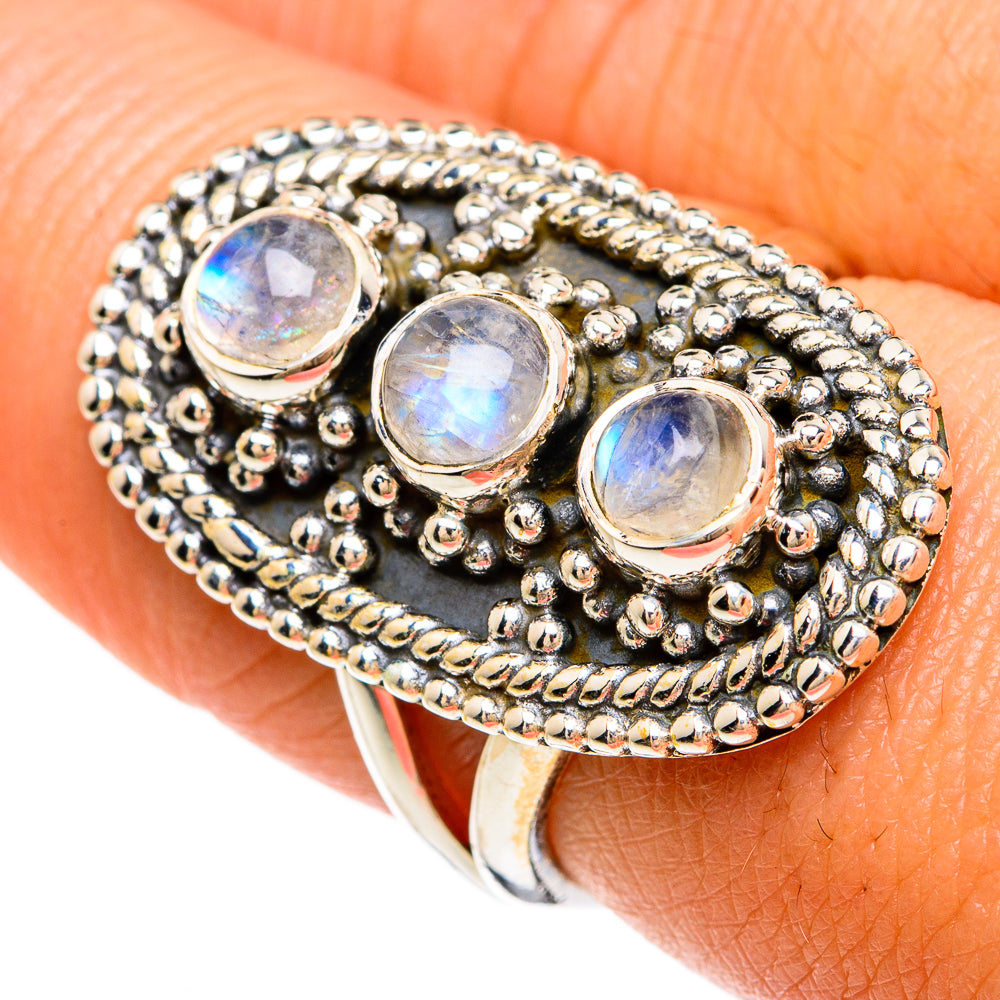 Rainbow Moonstone Rings handcrafted by Ana Silver Co - RING81326