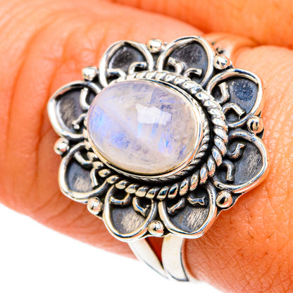 Rainbow Moonstone Rings handcrafted by Ana Silver Co - RING81327