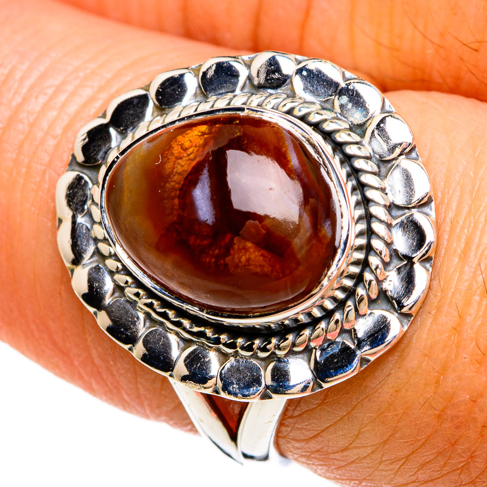 Mexican Fire Agate Rings handcrafted by Ana Silver Co - RING81348
