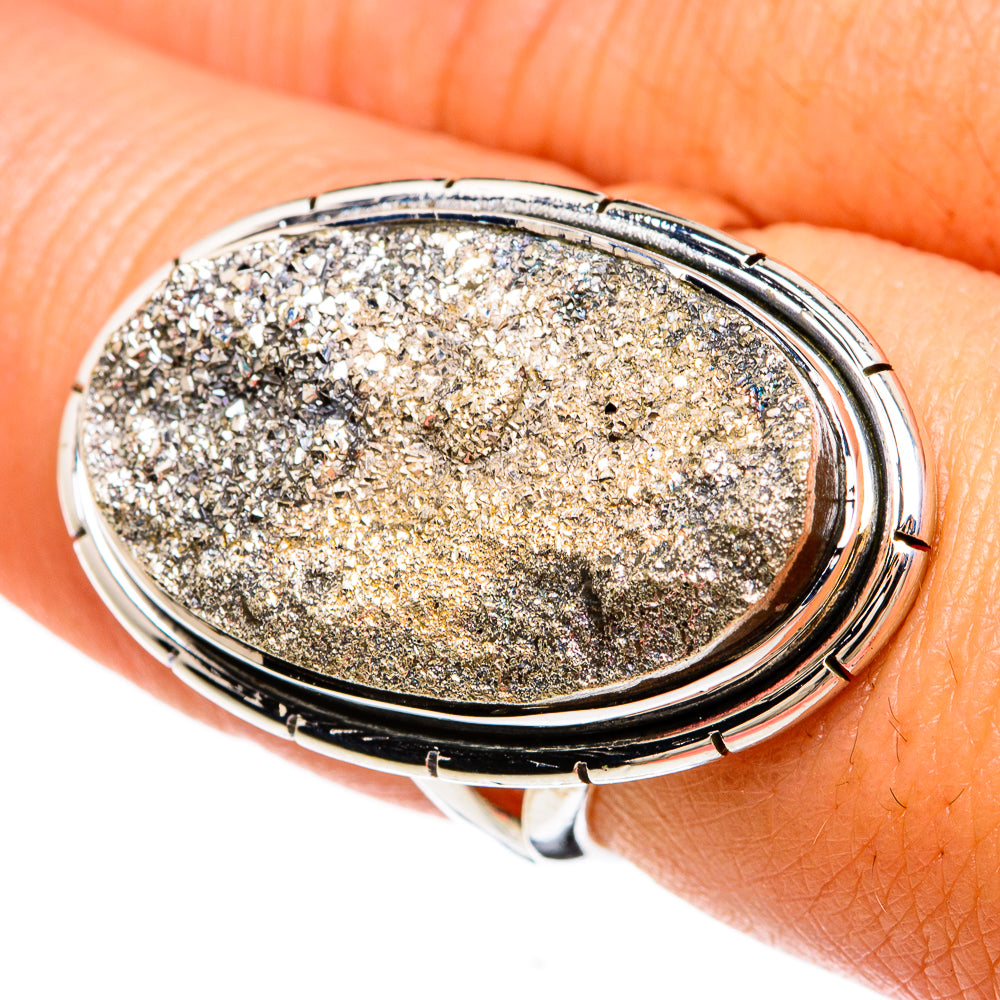 Spectro Pyrite Druzy Rings handcrafted by Ana Silver Co - RING81355