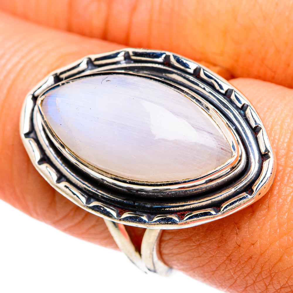 Rainbow Moonstone Rings handcrafted by Ana Silver Co - RING81360