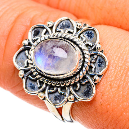 Rainbow Moonstone Rings handcrafted by Ana Silver Co - RING81361