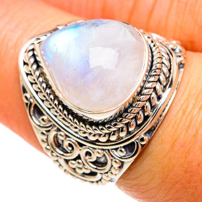 Rainbow Moonstone Rings handcrafted by Ana Silver Co - RING81362