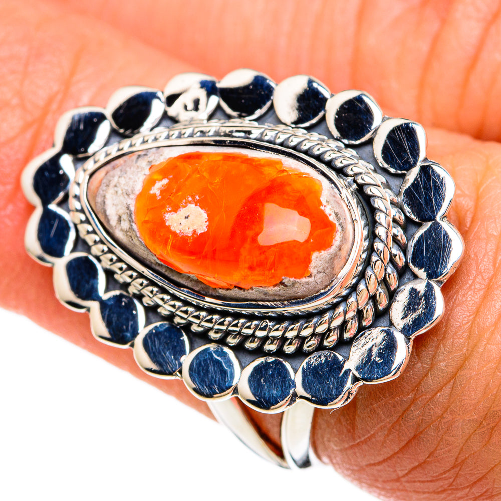 Mexican Fire Opal Rings handcrafted by Ana Silver Co - RING81364