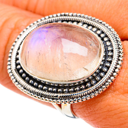 Rainbow Moonstone Rings handcrafted by Ana Silver Co - RING81397