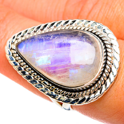Rainbow Moonstone Rings handcrafted by Ana Silver Co - RING81398
