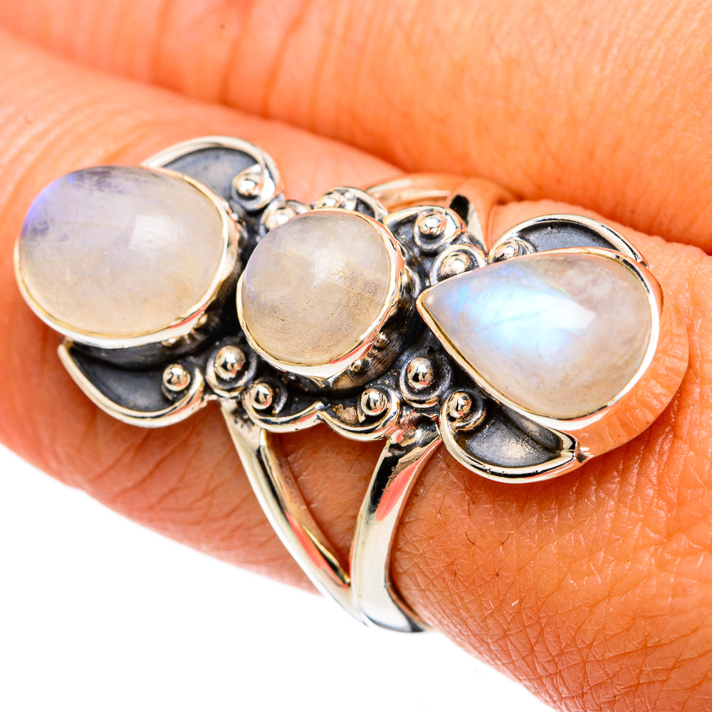 Rainbow Moonstone Rings handcrafted by Ana Silver Co - RING81399