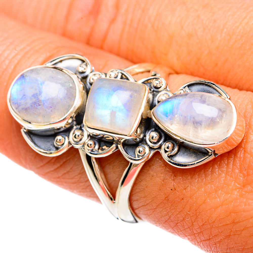 Rainbow Moonstone Rings handcrafted by Ana Silver Co - RING81427