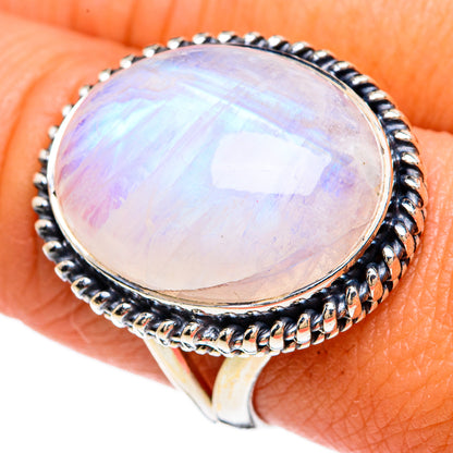 Rainbow Moonstone Rings handcrafted by Ana Silver Co - RING81429