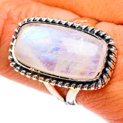 Rainbow Moonstone Rings handcrafted by Ana Silver Co - RING81430