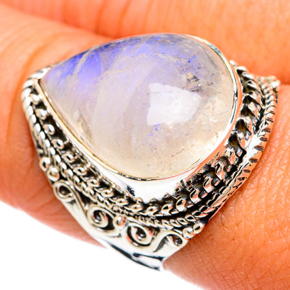 Rainbow Moonstone Rings handcrafted by Ana Silver Co - RING81431