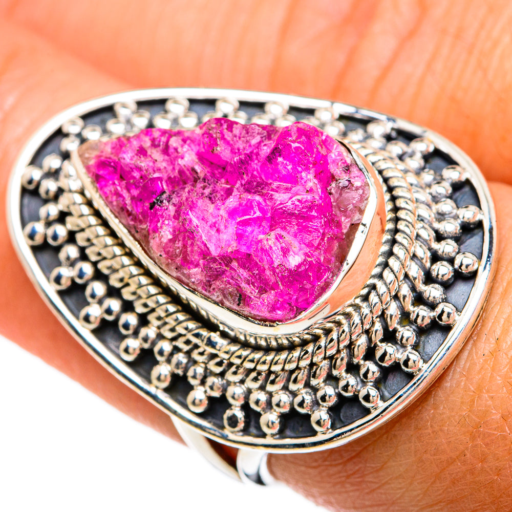 Pink Agate Druzy Rings handcrafted by Ana Silver Co - RING81453