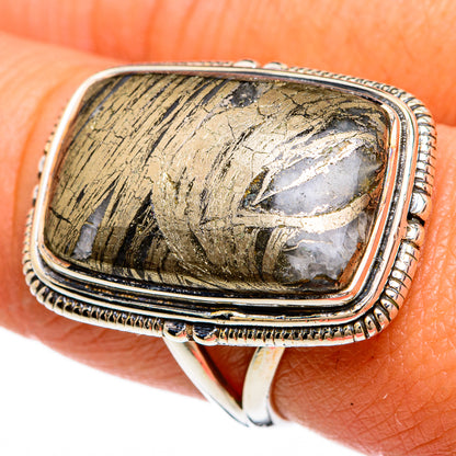 Pyrite Agate Rings handcrafted by Ana Silver Co - RING81458