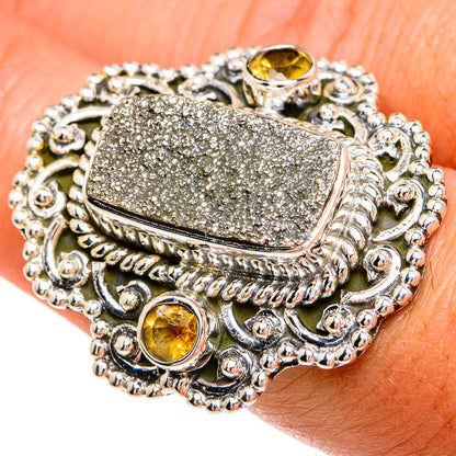 Spectro Pyrite Druzy Rings handcrafted by Ana Silver Co - RING81459