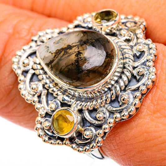 Green Moss Agate Rings handcrafted by Ana Silver Co - RING81460