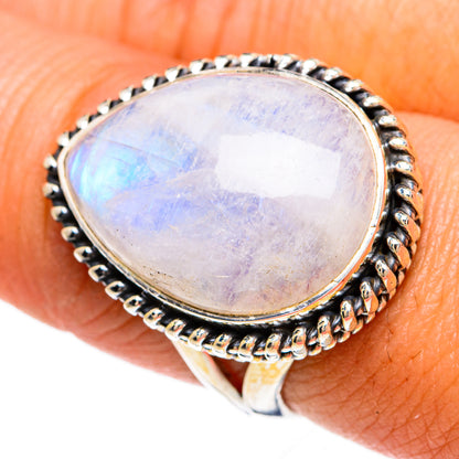 Rainbow Moonstone Rings handcrafted by Ana Silver Co - RING81465