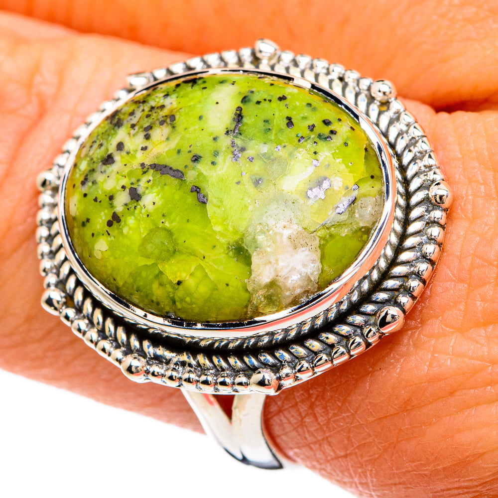 African Green Opal Rings handcrafted by Ana Silver Co - RING81477