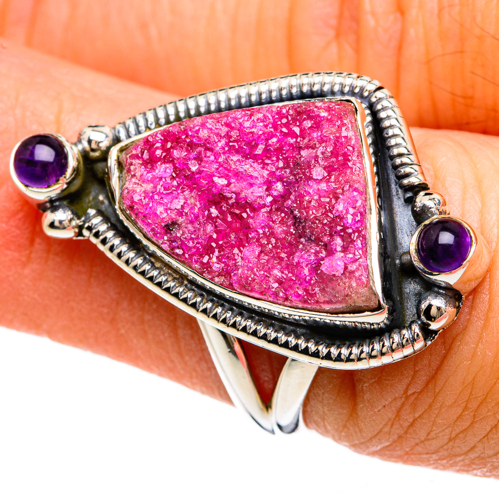 Pink Agate Druzy Rings handcrafted by Ana Silver Co - RING81485