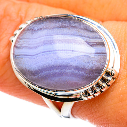 Blue Lace Agate Rings handcrafted by Ana Silver Co - RING81494